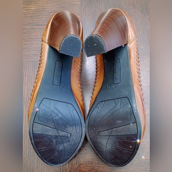 Pre-Loved BOHO Vintage Look American Eagle Open Toe Sandals W/High Stacked Heels - Picture 12 of 15